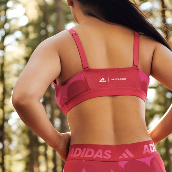 SOLD OUT! ADIDAS MARIMEKKO TECHFIT LONG BRA TEAM REAL MAGENTA POLKA DOT Sz L - Picture 4 of 10